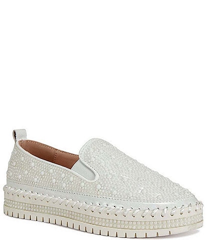 Azalea Wang Brittany Pearl Platform Slip-On Sneakers