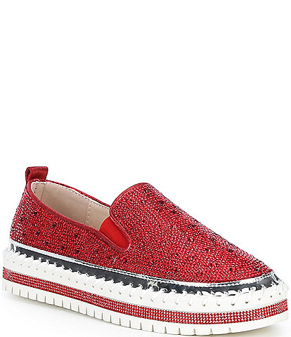Azalea Wang Brittany Rhinestone Platform Slip On Sneakers