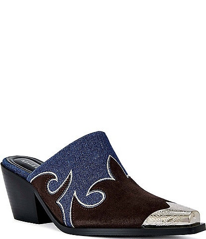 Azalea Wang Cecily Denim Cap Toe Mules