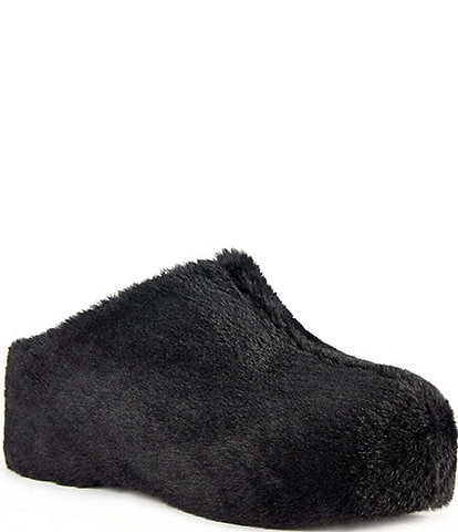 Azalea Wang Darwinfur Faux Fur Platform Clogs