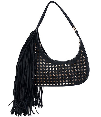 Azalea Wang Deanna Studded Side Fringe Shoulder Bag