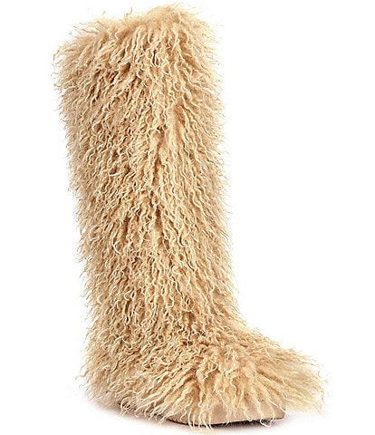 Azalea Wang Denton Faux Fur Platform Tall Boots