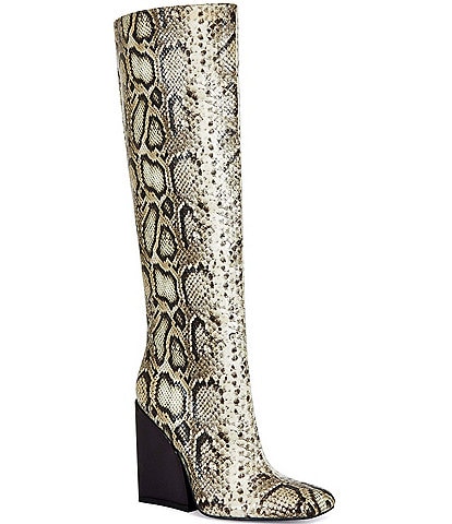 Azalea Wang Evergreen Python Snake Print Tall Boots