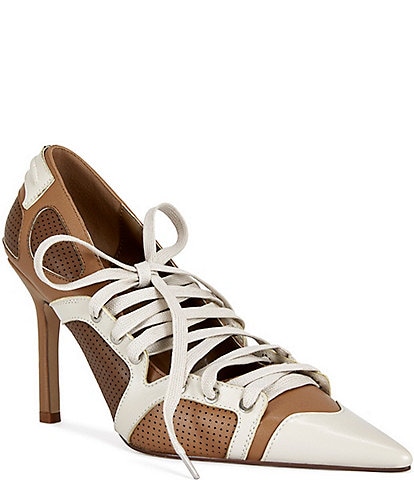 Azalea Wang Firestring Colorblock Lace Up Perforated Pumps