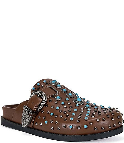 Azalea Wang Flair Turquoise Studded Clogs