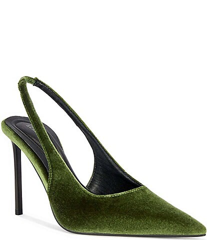 Azalea Wang Helaina Velvet Pointed Toe Slingback Pumps