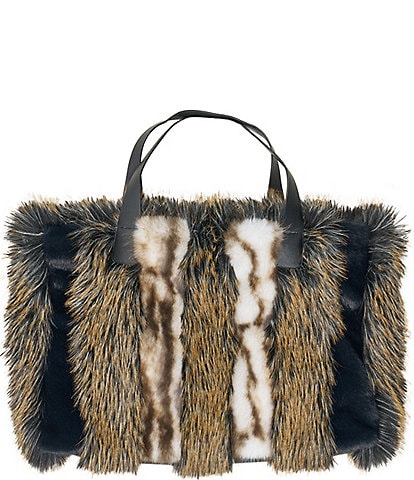 Azalea Wang Confidante Hickory Faux Fur Slouchy Tote Bag