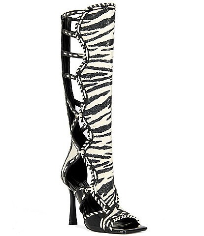 Azalea Wang Indrani High Zebra Print Gladiator Sandals