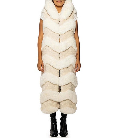 Azalea Wang Jemi Sleeveless Faux Fur Collared Long Vest