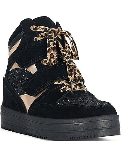 Azalea Wang Jojo Glitter Hidden Wedge Platform High Top Sneakers
