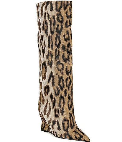 Azalea Wang Kenya Leopard Print Over The Knee Boots