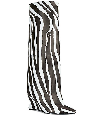 Azalea Wang Kenya Zebra Print Over The Knee Boots