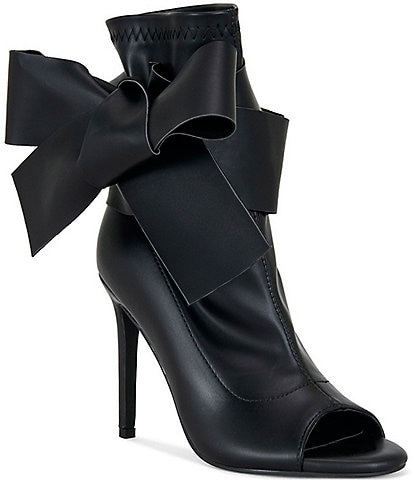 Azalea Wang Klarice Big Bow Peep Toe Booties