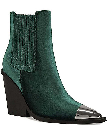 Azalea Wang Lochlan Velvet Western Cap Toe Chelsea Booties