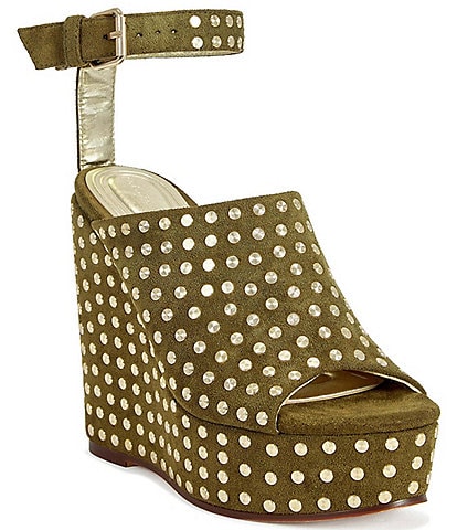 Azalea Wang Mirova Studded Ankle Strap Platform Wedge Sandals