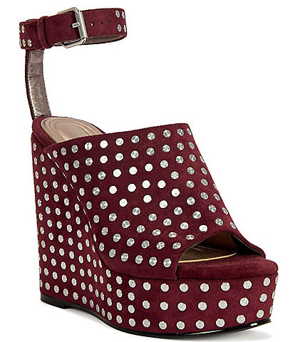 Azalea Wang Mirova Studded Ankle Strap Platform Wedge Sandals
