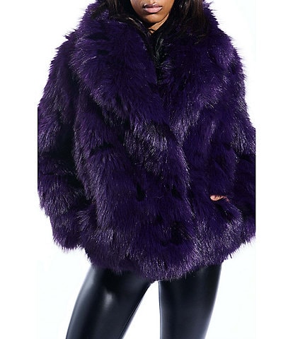 Azalea Wang Nago Faux Fur Shawl Collared Oversize Coat