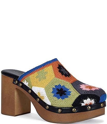 Azalea Wang Naoto Floral Crochet Platform Clogs