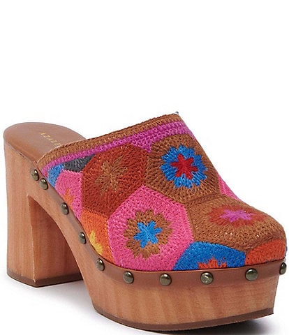 Azalea Wang Naoto Floral Crochet Platform Clogs