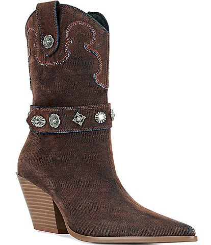 Azalea Wang Neith Concho Strap Western Booties