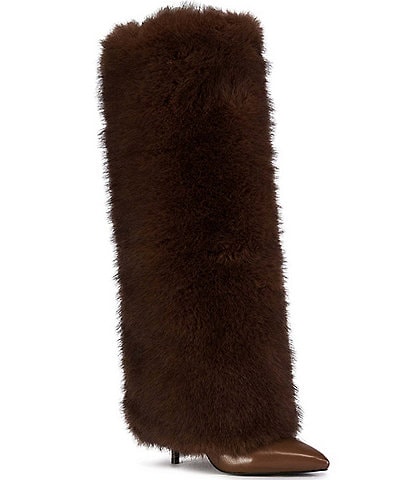 Azalea Wang Omera Faux Fur Foldover Knee High Boots