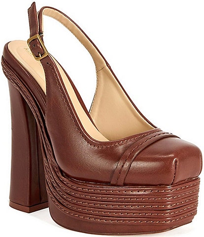 Azalea Wang Peggy Slingback Block Heel Platform Pumps