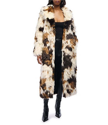 Azalea Wang Penelope Faux Fur Animal Collared Wrap Coat