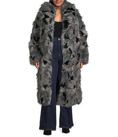 Azalea Wang Plus Size Adria Faux Fur Oversize Shawl Collared Trench Coat