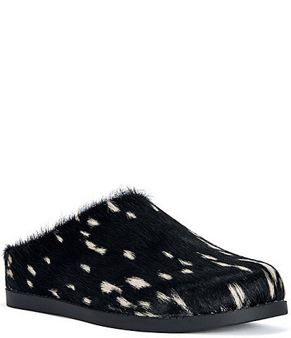 Azalea Wang Ramses Deer Print Calf Hair Platform Mules