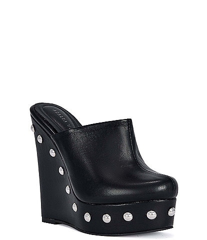 Azalea Wang Riala Studded Platform Wedge Clogs