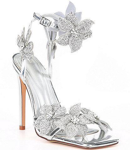 Azalea Wang Romi Rhinestone Flower Dress Sandals