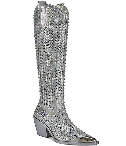 Azalea Wang Ruvin Crystal Embellished Western Tall Boots