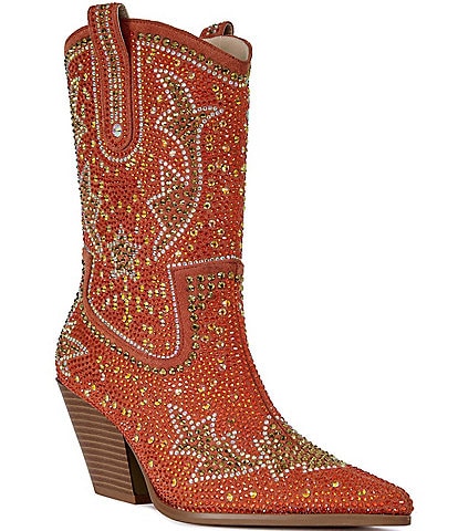 Azalea Wang Scott Rhinestone Embellished Western Booties