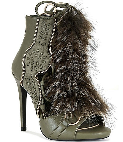 Azalea Wang Shainy Faux Fur Lace Up Shooties