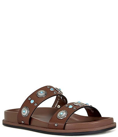 Azalea Wang Storge Studded Turquoise Conch Slides