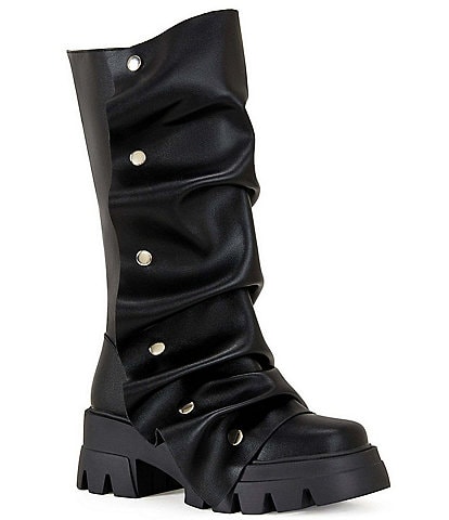 Azalea Wang Sybel Snap Overlay Lug Sole Mid Boots