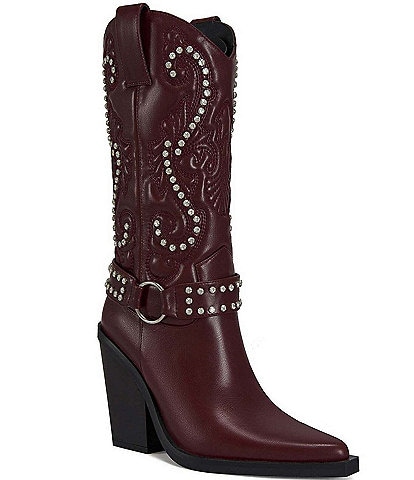 Azalea Wang Umbra Crystal Rhinestone Embellished Western Mid Boots