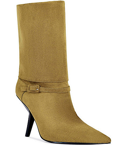 Azalea Wang Winding Faux Suede Ankle Booties
