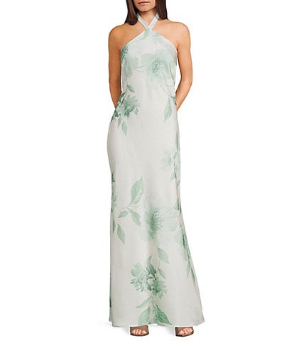 B. Darlin Floral Printed Halter Neck Tie Back Dress