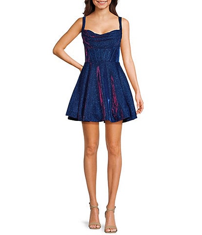B. Darlin Glitter Knit Sweetheart-Neck Sleeveless Dress