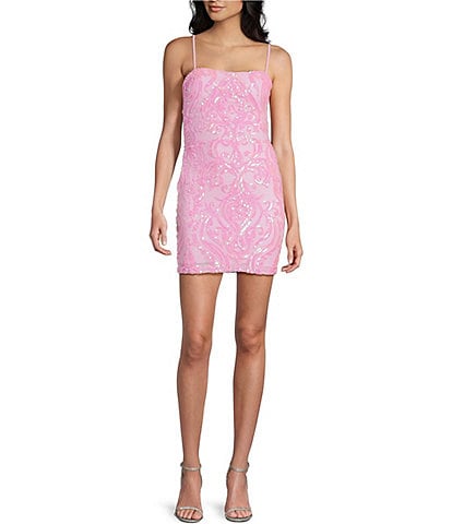B. Darlin Pattern Sequin Bow Back Bodycon Dress