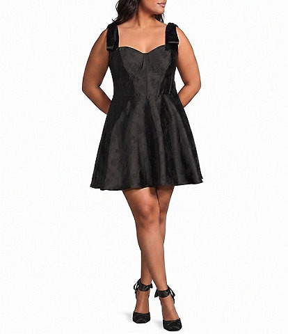 B. Darlin Plus Size Tie Shoulder Bustier Side Slit Dress