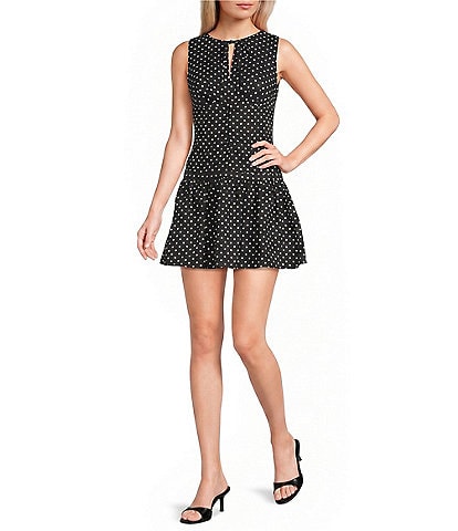B. Darlin Polka Dot V-Neck Front Tie Ruffle Dress
