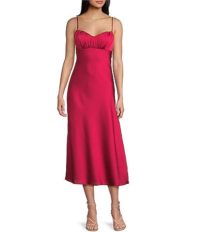 B. Darlin Satin Shirred Bust Midi Dress