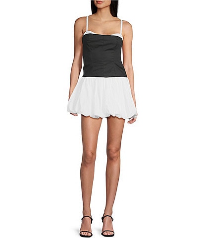B. Darlin Sleeveless Spaghetti Strap Sweetheart Neck Bubble Dress