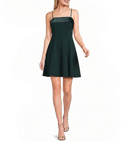 B. Darlin Spaghetti Strap Cuffed Straight Neck Skater Dress