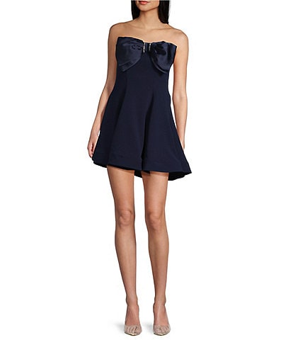 B. Darlin Strapless Fit & Flare Bow Trim Detail Dress