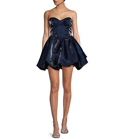 B. Darlin Strapless Sweetheart Bustier Bubble Skirt Dress