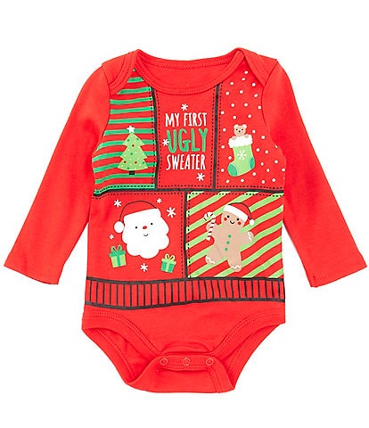 Baby Starters Baby 3-9 Months Long Sleeve My First Ugly Sweater Bodysuit