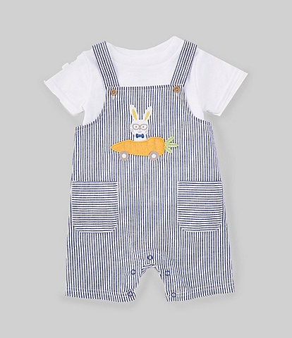 Baby Starters Baby Boys 12-24 Months Sleeveless Striped Seersucker Shortall & Short Sleeve Knit T-Shirt Set
